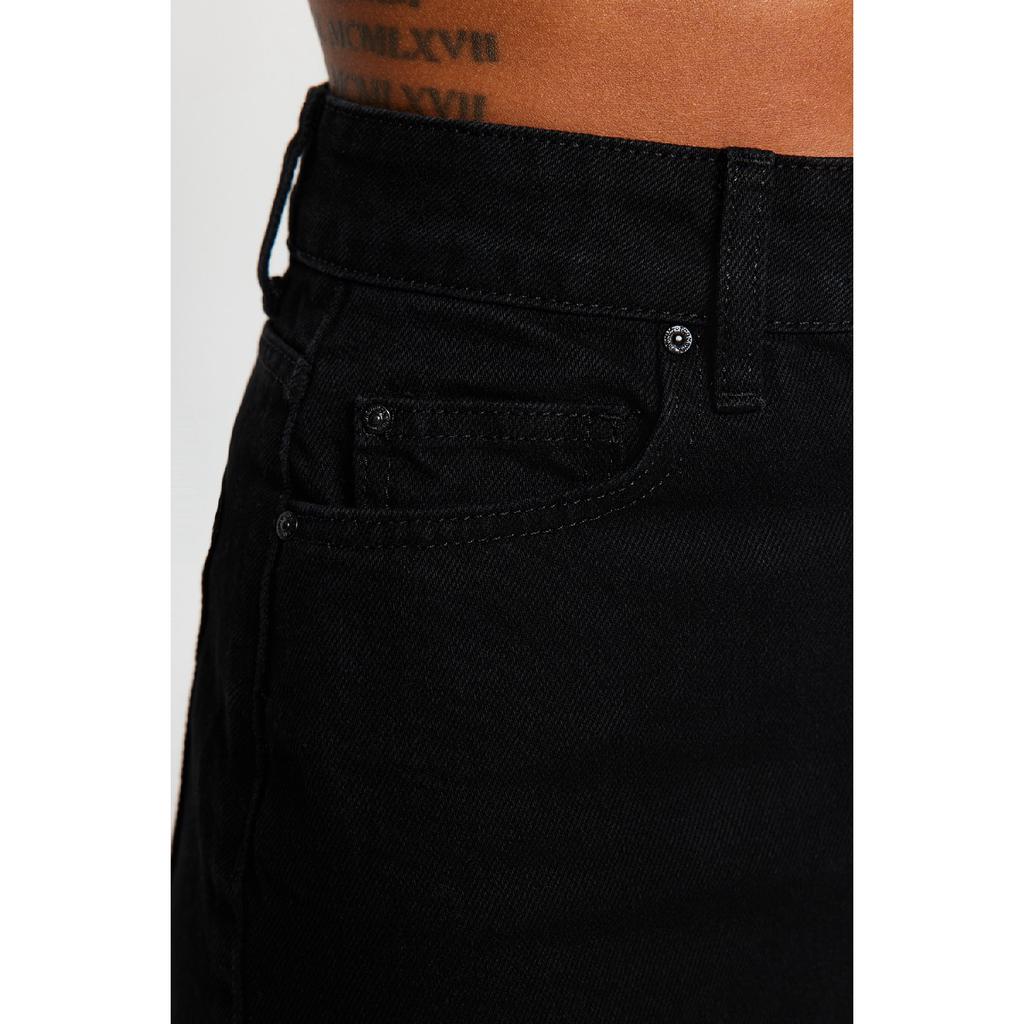 Черная джинсовая мини-юбка с высокой талией и разрезом Twoaw23et00285