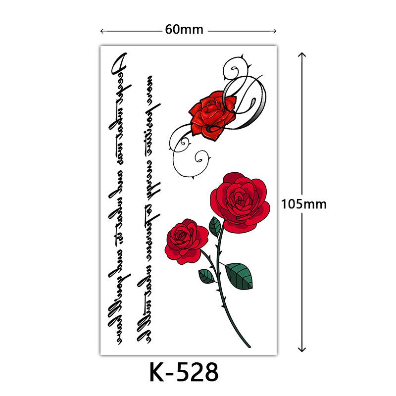 Waterproof Tattoo Stickers: English Letters, Flowers & Butterfly Sketches