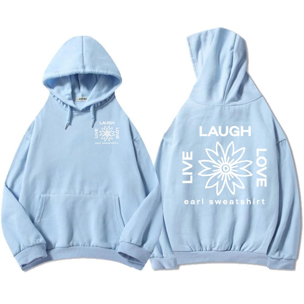 LLL FLOWER Print Hoodies Earl Sweatshirt Live Laugh Love Sweatshirt Autumn Fleece Male Hooded Pullovers Casual Men Clothes
