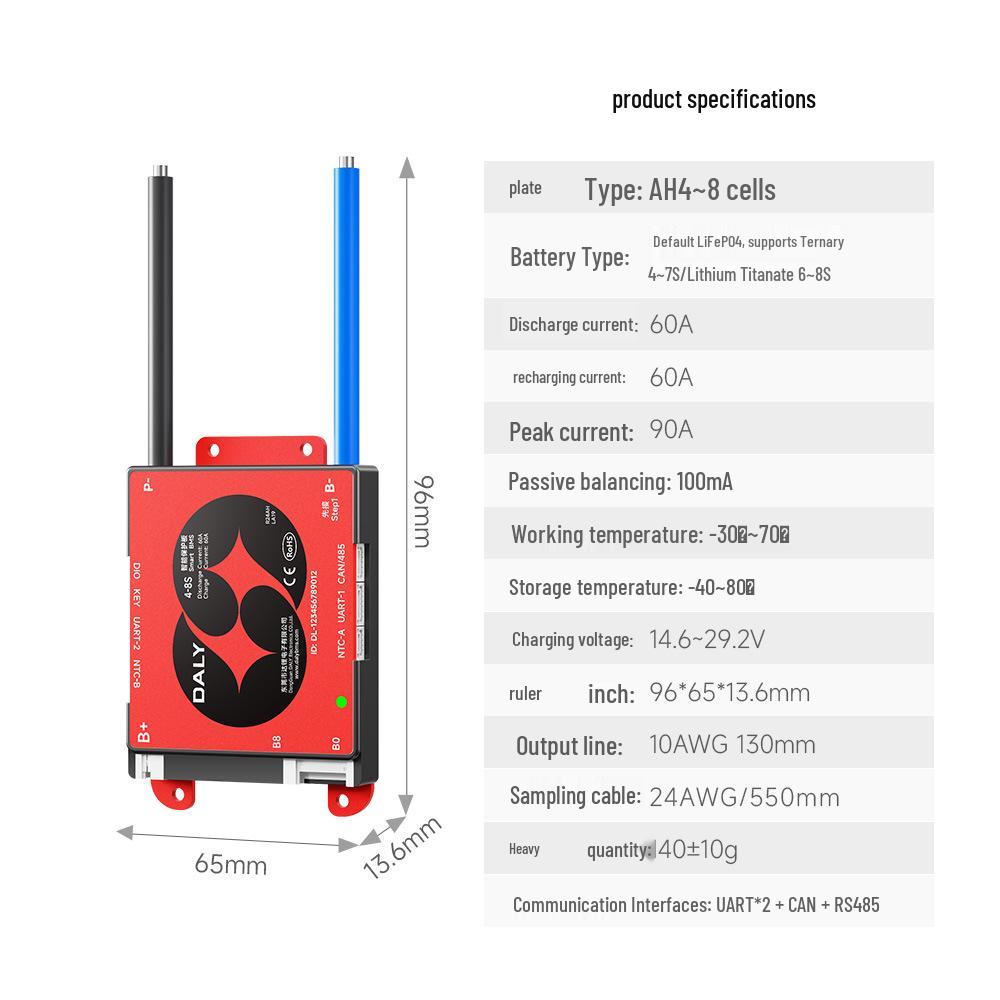 Dali Smart Bluetooth 100A Outdoor Power Supply: 4-24 String Series/Parallel Lithium Battery Protection Board