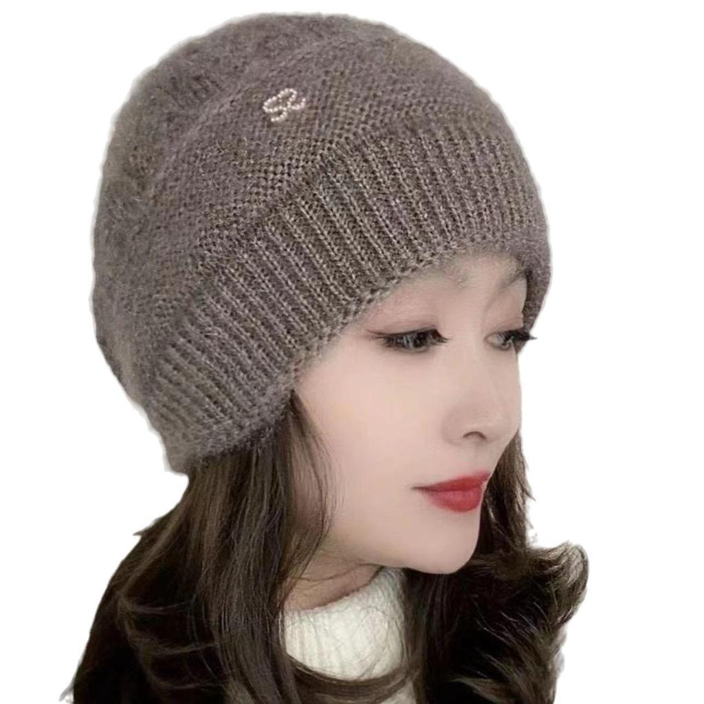 Autumn and Winter Polyester Wrapped Head Cap Knitted Hat Women's Warm Hat Wool Handmade Jacquard Hat