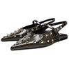 Zara Fashionable Metal Rivet Pointed Flat Backless Casual Shoes Women Flats Gray Brown 13584510-38