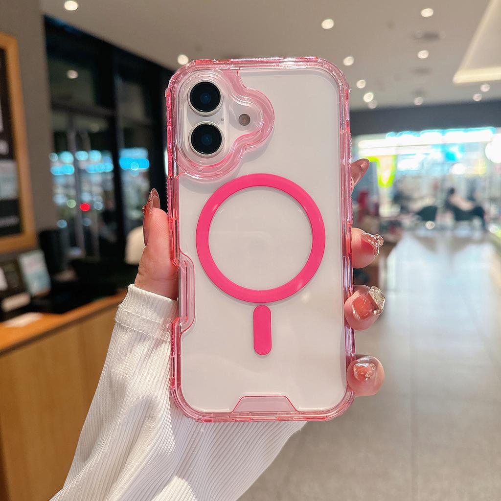 Second Generation Magnetic Colorful Thin Three-in-One Independent Button Phone Case for IP16 Four Corners Fall Resistance