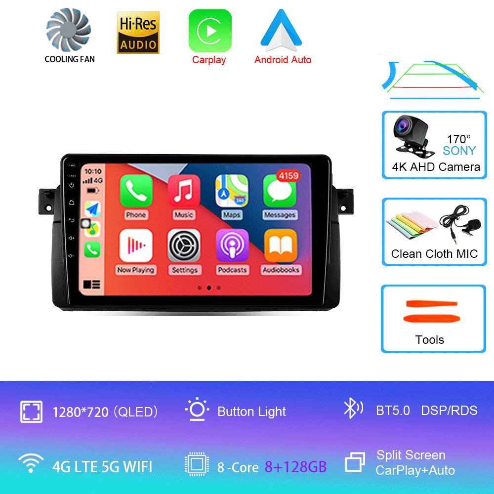 Автомагнитола Android 14 Carplay Для BMW E46 M3 1998 1999 2000 2001 - 2006 Навигация GPS Мультимедийный плеер стерео wifi+4G BT 2 DIN