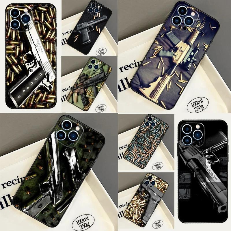 Подходит для чехла для мобильного телефона iPhone15, чехла для мобильного телефона с изображением пистолета и пули, окрашенного в цвет «анти-дроп» — это мобильный телефон с защитой от падений.