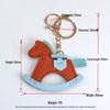 TikTok Trendy Leather Horse Keychain Pendant - Cartoon Rocking Horse Bag Charm