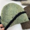 Новая осенне-зимняя теплая утолщенная вязаная шапка большого обхвата головы в полоску, маленькая шерстяная шапка для женщин