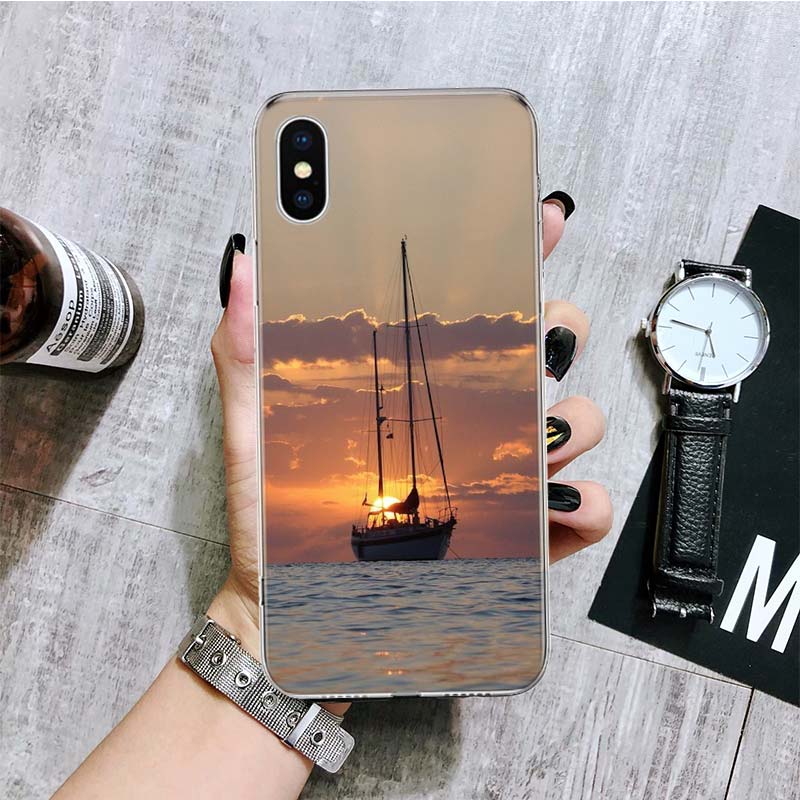 Чехол для телефона с парусником для iPhone 17 Air 16 15 Plus 11 14 Pro Max 13 Mini 12 7 8 + SE Художественный узор Индивидуальная крышка 17 Air 16 15