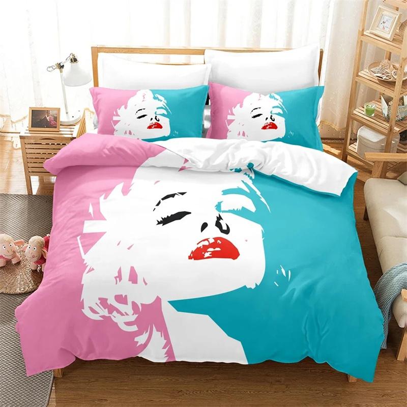 3D Marilyn Monroe All Season Duvet Cover Постельное белье Комплекты одеял Мягкие пододеяльники и наволочки Single/Double/Queen/King