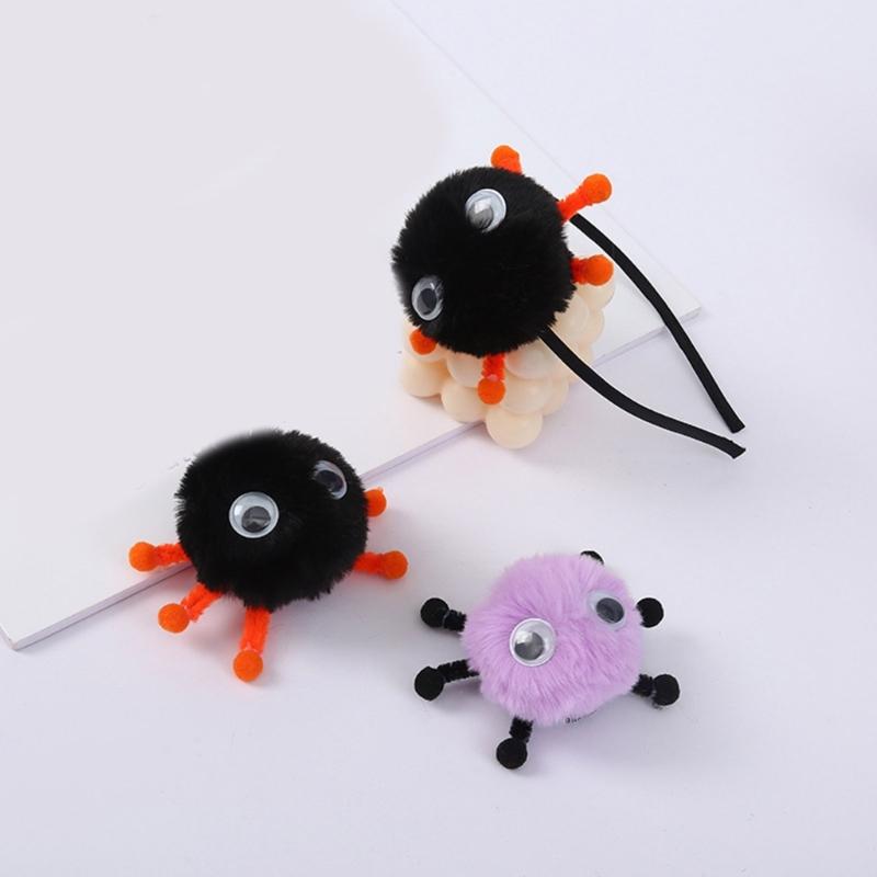 Панк Крутая Повязка на Голову Заколка для Волос Плюшевая Форма Шара Стерео Заколка Эластичная Заколка для Волос для Девочек Хэллоуин Прическа