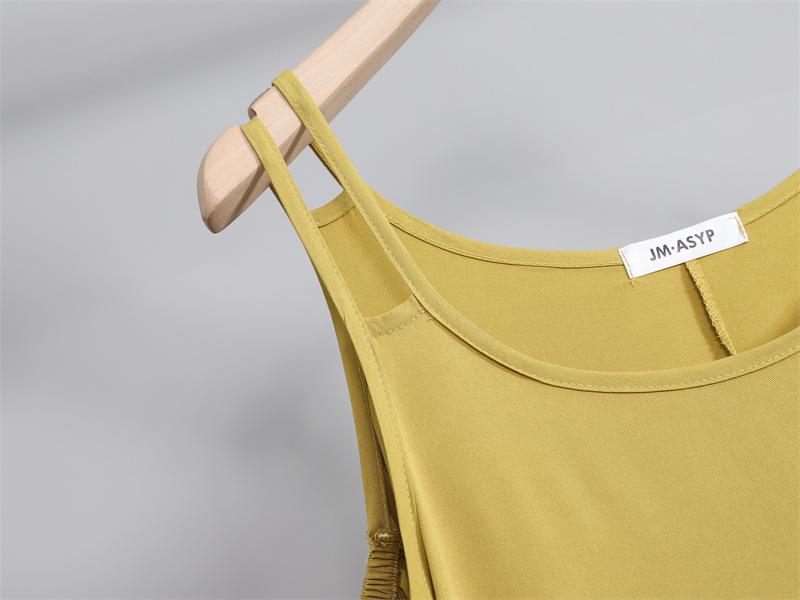 2025 New Sleeveless Cotton Rayon Slip Dress: Women's French Summer Beach Tank Maxi