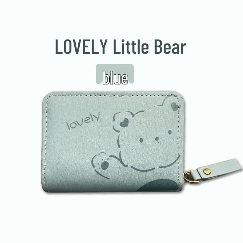 Women's Cute Cartoon Mini Card Holder Wallet - Multi-Slot, Zipper, Japanese/Korean Style, 2025 New