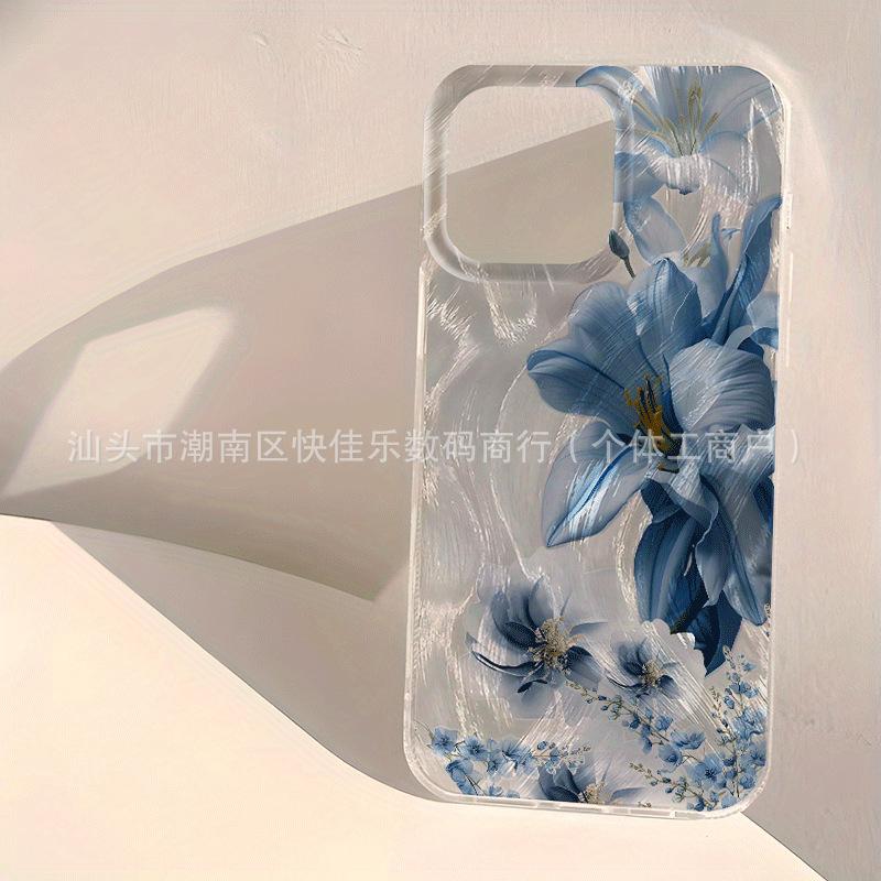 Дизайн ниши в форме синей лилии: Чехлы для iPhone 15 Pro Max 14/13/12/11 Apple 17/16 PM