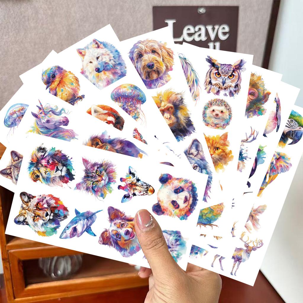 New Cartoon Watercolor Animal Series Tattoo Stickers Waterproof Party Gift Funny Face Stickers