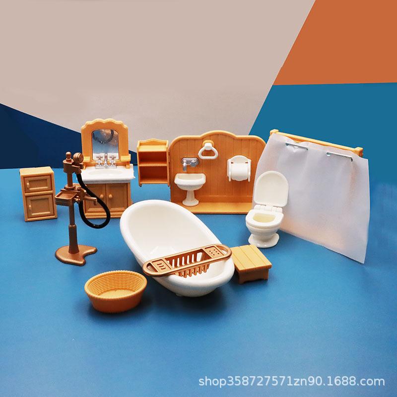 Мини Милый Имитация Игрового Домика Модель Украшение Туалет Ванная Комната Туалет Мультяшная Детская Игрушка Подарок