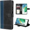 Чехол для Samsung Galaxy S21 FE - Двухцветный противоударный чехол с эффектом кожи, темно-синий-черный