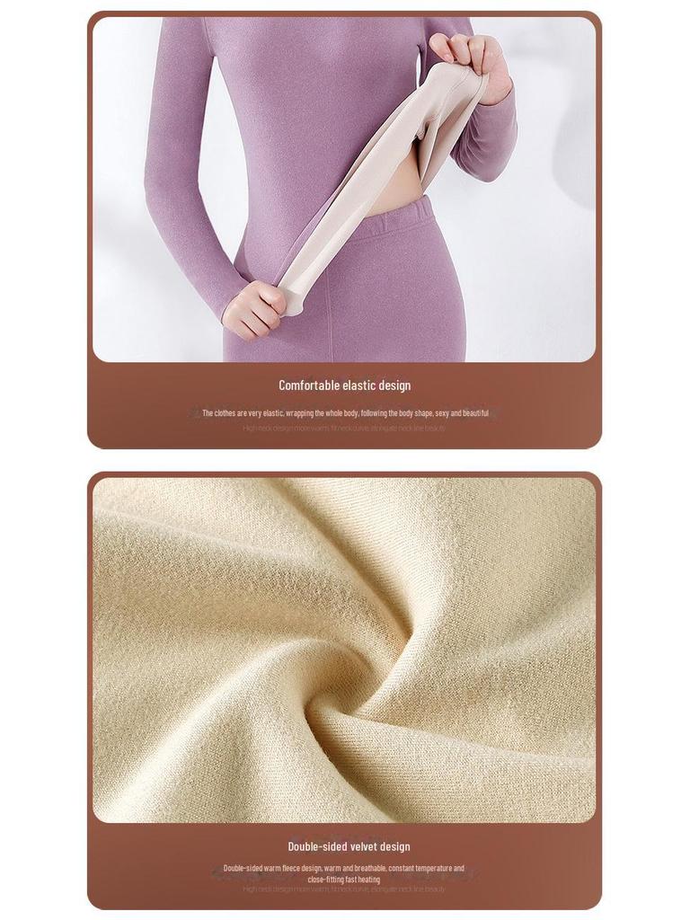 Комплект женского термобелья Velvet: Двусторонняя, воротник средней высоты, осенняя одежда 607