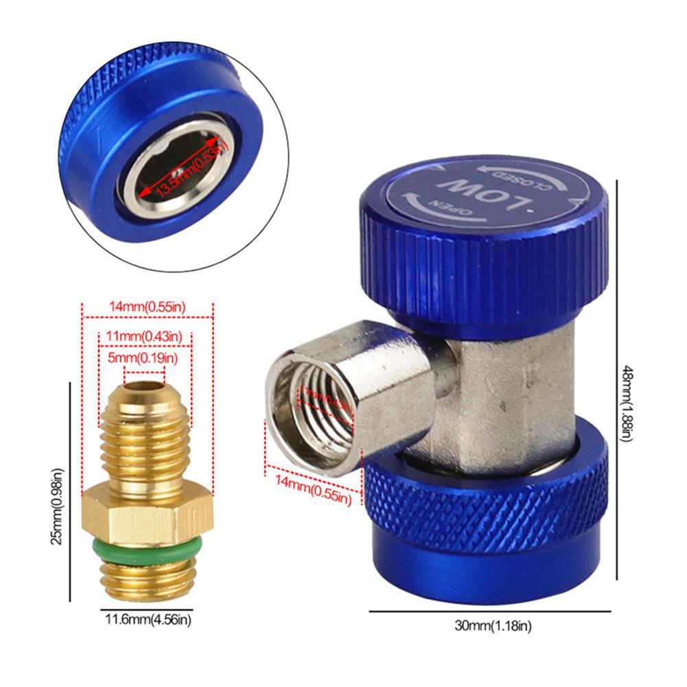 1Pc Adjustable Quick Connector R134a For Automotive Air Conditioning Liquid A/C High And Low Pressure Refrigerant Conversion