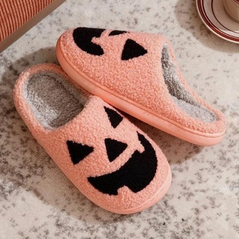 Тапочки-тыквы на Хэллоуин, мужские, плоские, мягкие, теплые, плюшевые, уютные, женские, для дома, пушистые, женская домашняя обувь, модный подарок, горячий