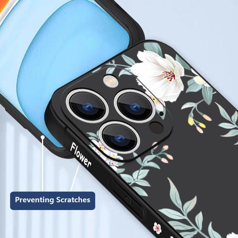 Простой цветочный узор противоударный мягкий чехол для iPhone 16 Pro Max 15 14 Pro 13 12 Mini 11 XS XR 8 7 ремешок TPU защита объектива тонкий матовый чехол для телефона