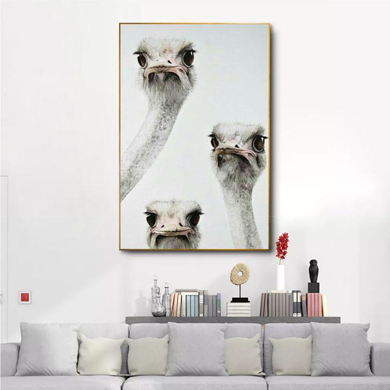 Рамка из цельного дерева НАДЕЖНОЕ ИСКУССТВО Холст Картины Животные Птицы Картины Стены Искусства Страусы Плакаты Для Украшения Гостиной Принты