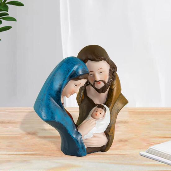 Статуэтка Святого Семейства Рождество Адвент Статуэтка из смолы Иосиф Дева Мария Иисус Рождение Иисуса Скульптура