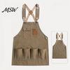 Carpenter Apron with Pockets Work & Tool Strap, Heavy Duty for Stain Resistant Kitchen Woodworking Gardening Mechanical Repair, Waterproof Utility Men