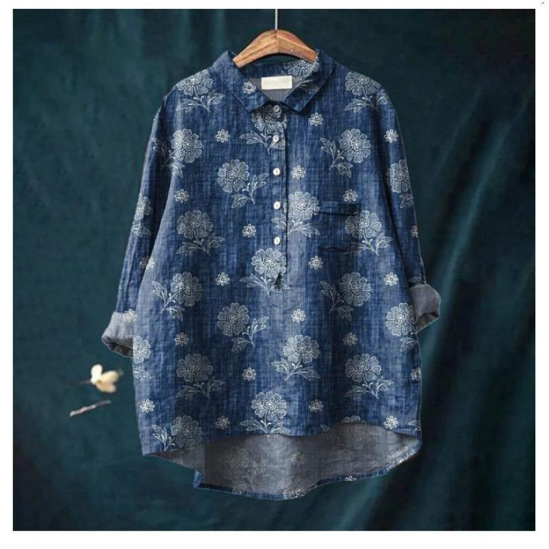 Рубашки с принтом в виде животных и цветов Гавайи Полиэстер Повседневные Блузки и рубашки с длинным рукавом для женщин