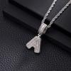 Zircon Inlaid Rock Sugar Initial Pendant Necklace - European & American Hip-Hop Style