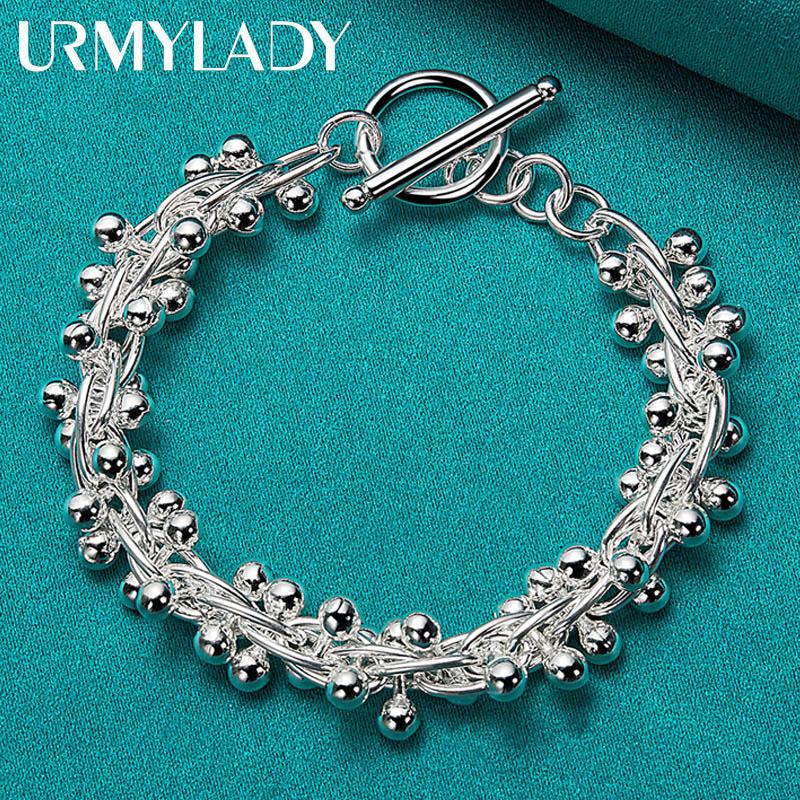 Браслет из стерлингового серебра 925 пробы с виноградными бусинами для женщин, свадебная вечеринка, модные очаровательные ювелирные изделия