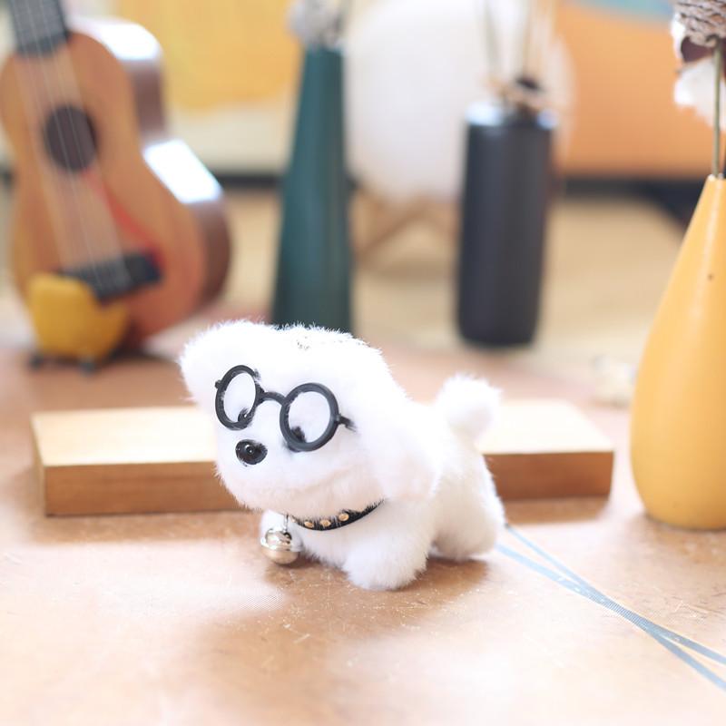 Cute Cute Glasses Puppy Pendant Plush Toy Doll Cartoon Bag Hanging Keychain Doll Doll