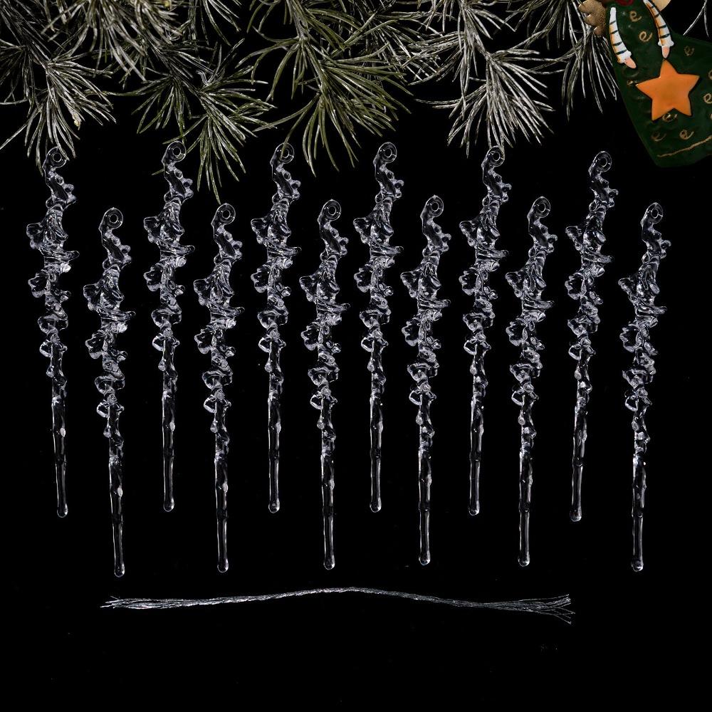 Twisted Water Drop Design Christmas Tree Pendants Acrylic Snowflake Ornaments Set Home Decoration