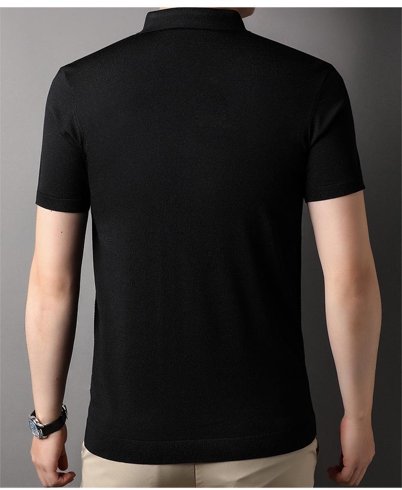 YINGAO Men's Summer Knitted Polo Shirt – Casual Loose Short Sleeve Sweater for Middle-Aged Men