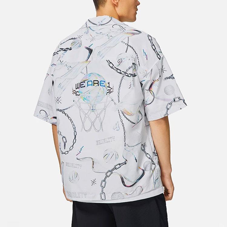 Li-Ning Свободная рубашка поло серии Wade с принтом и короткими рукавами, мужские топы, белый, серый ASHS445-1