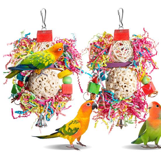 Деревянные блоки из натуральной коры, игрушка для жевания птиц, снимает беспокойство, устойчивая к укусам, игрушка в виде клетки для попугая