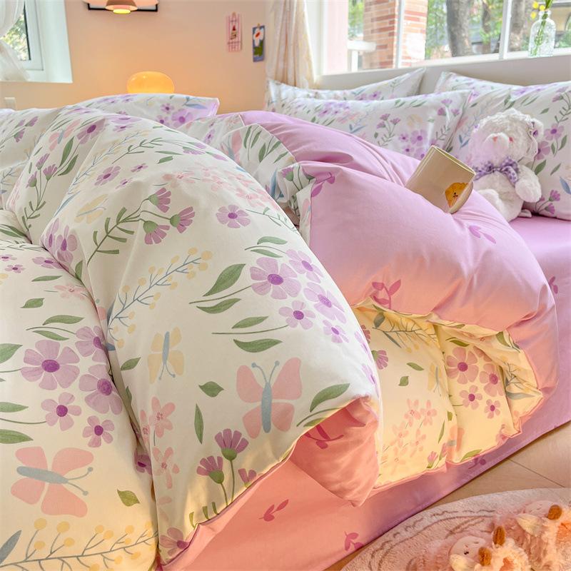 Комплект из четырех предметов Princess Cute Cotton, пододеяльник из чистого хлопка, постельное белье, комплект из трех предметов для спальни