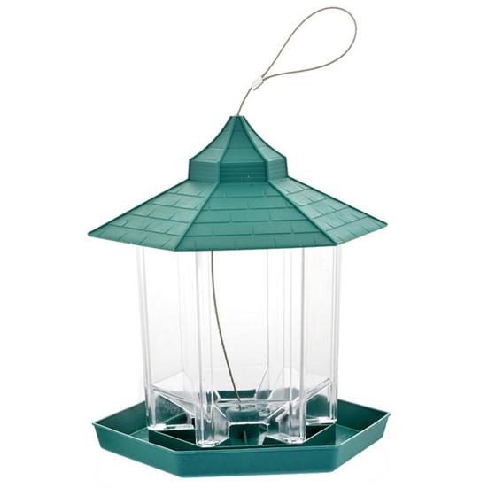 1 Set Bird Feeder Easy To Install Large Capacity Convenient Transparent House Shape Bird Hanging Food Container Home Supplies