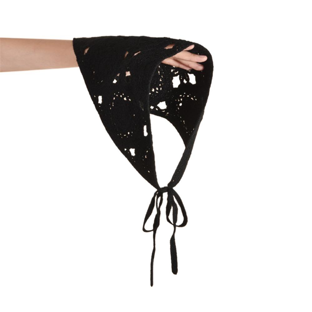 Вязаная крючком цветочная повязка на голову полый тюрбан треугольный шарф модный головной убор для женщин