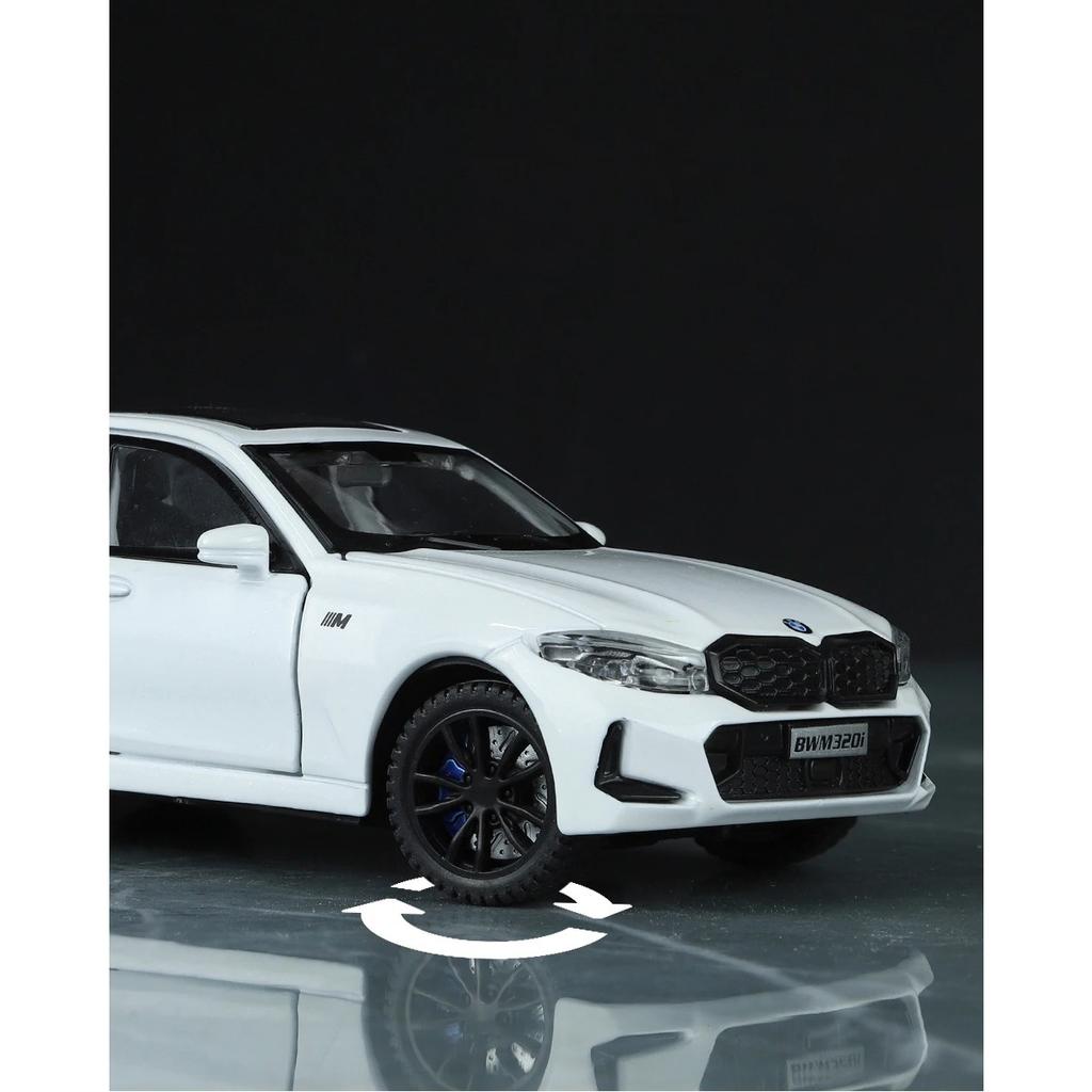 1/32 Scale BMW 320i THE 3 2023 Alloy Car Model Diecast Metal Toy Vehicles Model Simulation Sound and Light Collection Boy Kid Toy Gift