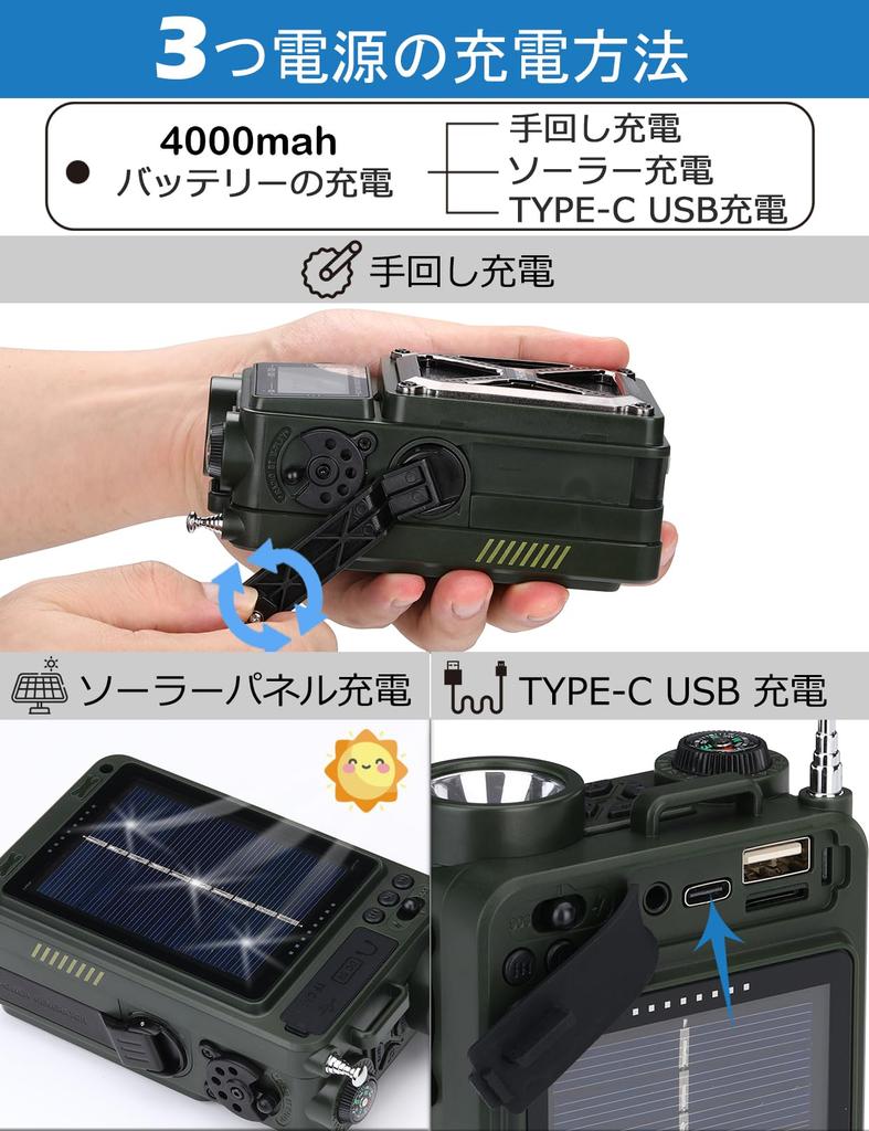 ZHIWHIS Bluetooth Emergency FM SOS MicroSD Card USB Drive Technical Approval Outdoor BCL New Speaker, Radio, FM/AM/Shortwave/Wide Support, Flashlight,