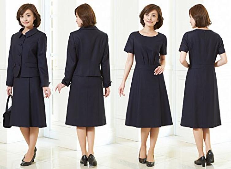 Костюм для вступительного экзамена для мам, темно-синий, с воротником, размер 7 [Black Gallery], костюм, B-GALLERY, 100% шерсть, Япония, стойка,