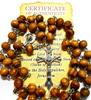Деревянные четки, католическое ожерелье, 8 мм, деревянные круглые бусины, Иерусалимский крест-четки, распятие Девы Марии, центральный элемент с сертификатом