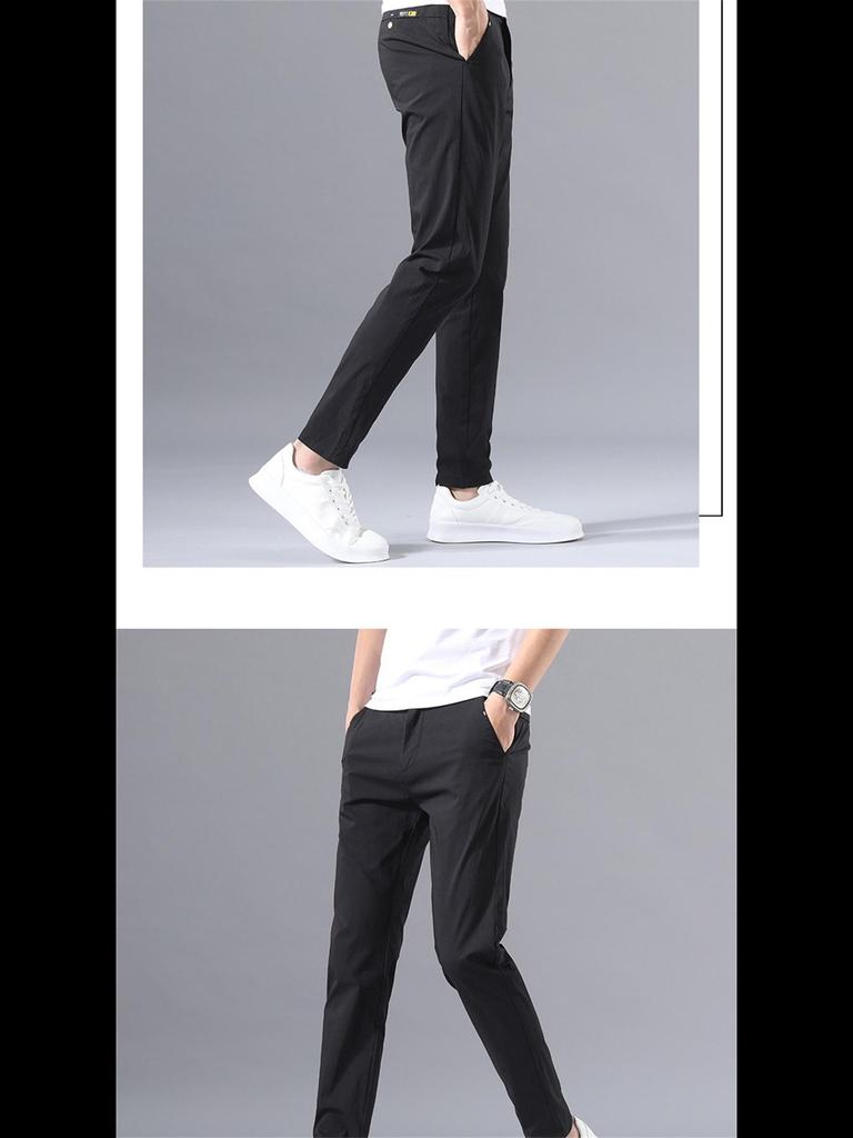 Men's Summer Ice Silk Quick-Dry Elastic Trousers - Lightweight, Sun-Protective, Wear-Resistant Work Pants
