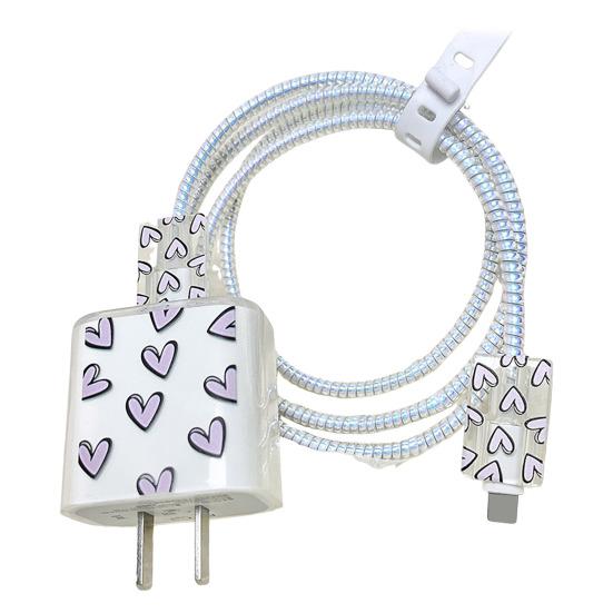 Защитный чехол для кабеля зарядки Love Pattern для зарядного устройства Apple 18/20 Вт, прозрачная защитная веревка, износостойкая всесторонняя защита, аксессуары для телефонов