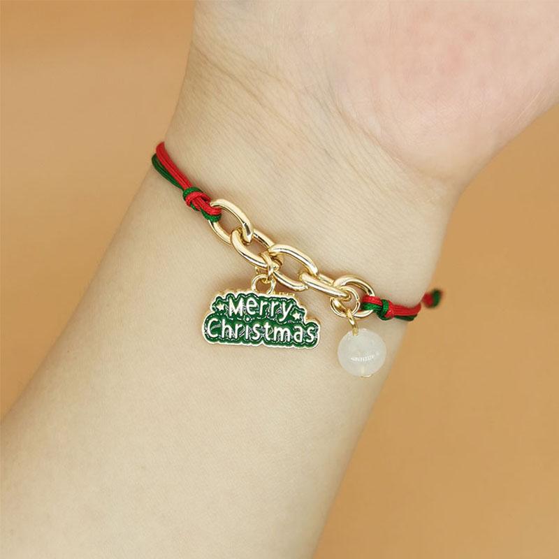 Очаровательный плетеный веревочный кулон-браслет Лось Снеговик Сплавная цепочка Новый год Рождественский подарок Ювелирные изделия