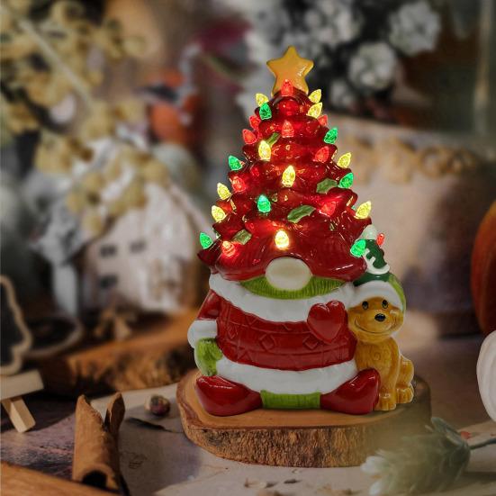 Маленький светящийся рождественский гном-дерево, смола, безликий старик, украшение для рождественской елки для праздничного дома, офиса, комнаты, стола, камина