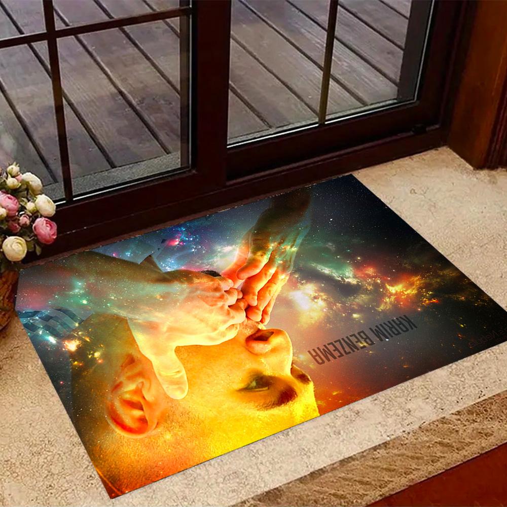 Karim Benzema's Cosmic Celebration Carpet Perfect for Foyer Entryway Hallway Decorate room Anti-slip Rug Anime Office Decor Birthday/Christmas Gift