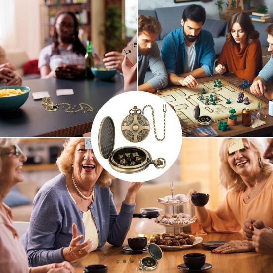 Mini DND Dice Set Steampunk Gear Pocket Watch Dice Set Metal D&D Dice Role Playing Board Games Accessories for Tabletop Adventures