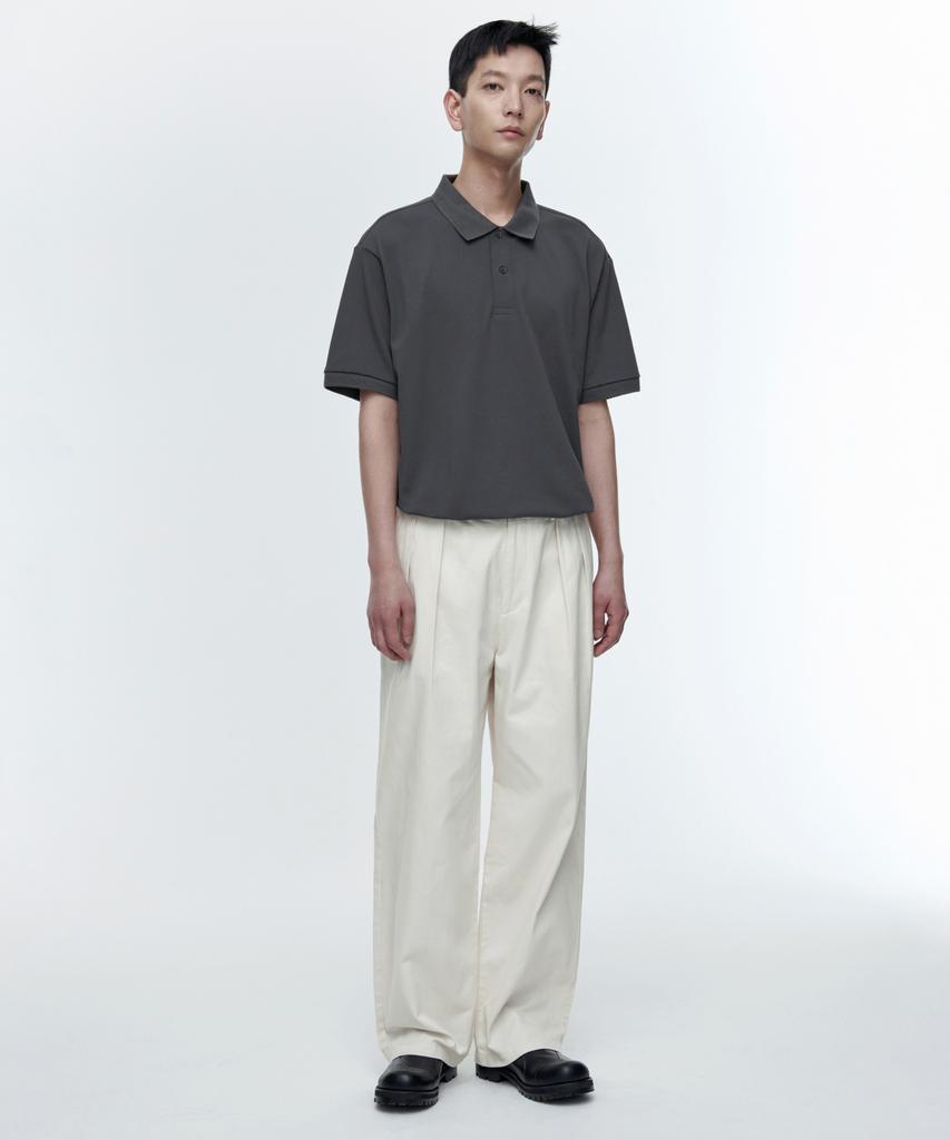 MUSINSA STANDARD [Cooltandard] Relaxed Fit Pique Polo Shirt [Gunmetal]