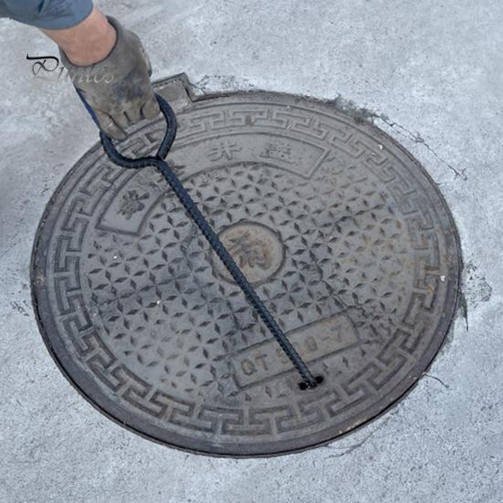 Manhole Cover Hook 30cm 40cm 50cm Non-slip Drain Cover Pry Bar Sharp Tip Strong Load-bearing Rebar Round Handle Sewer Lids Crowbar Lifter for